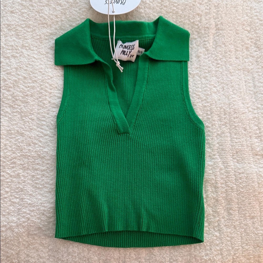 Princess Polly Emerald Ribbed Tank
